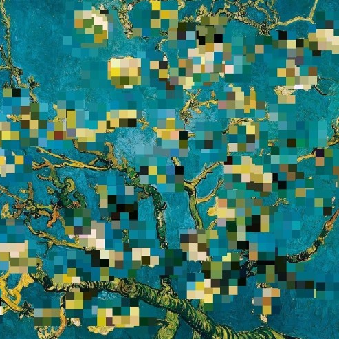 Rami di mandorlo in fiore. Vincent Van Gogh. Art Icon Glitch //3